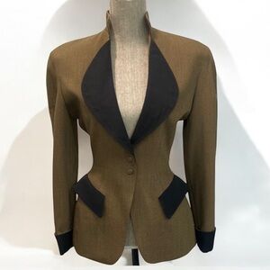 Thierry Mugler Brown Blazer with Military Inspired Tailoring Size 36